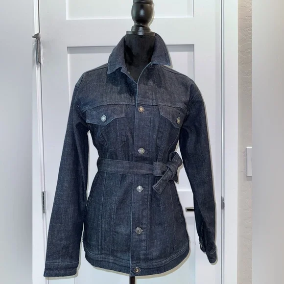 Favorite Daughter The Jane Waterloo Denim Toe Waist Trench Coat S - Picture 2 of 5